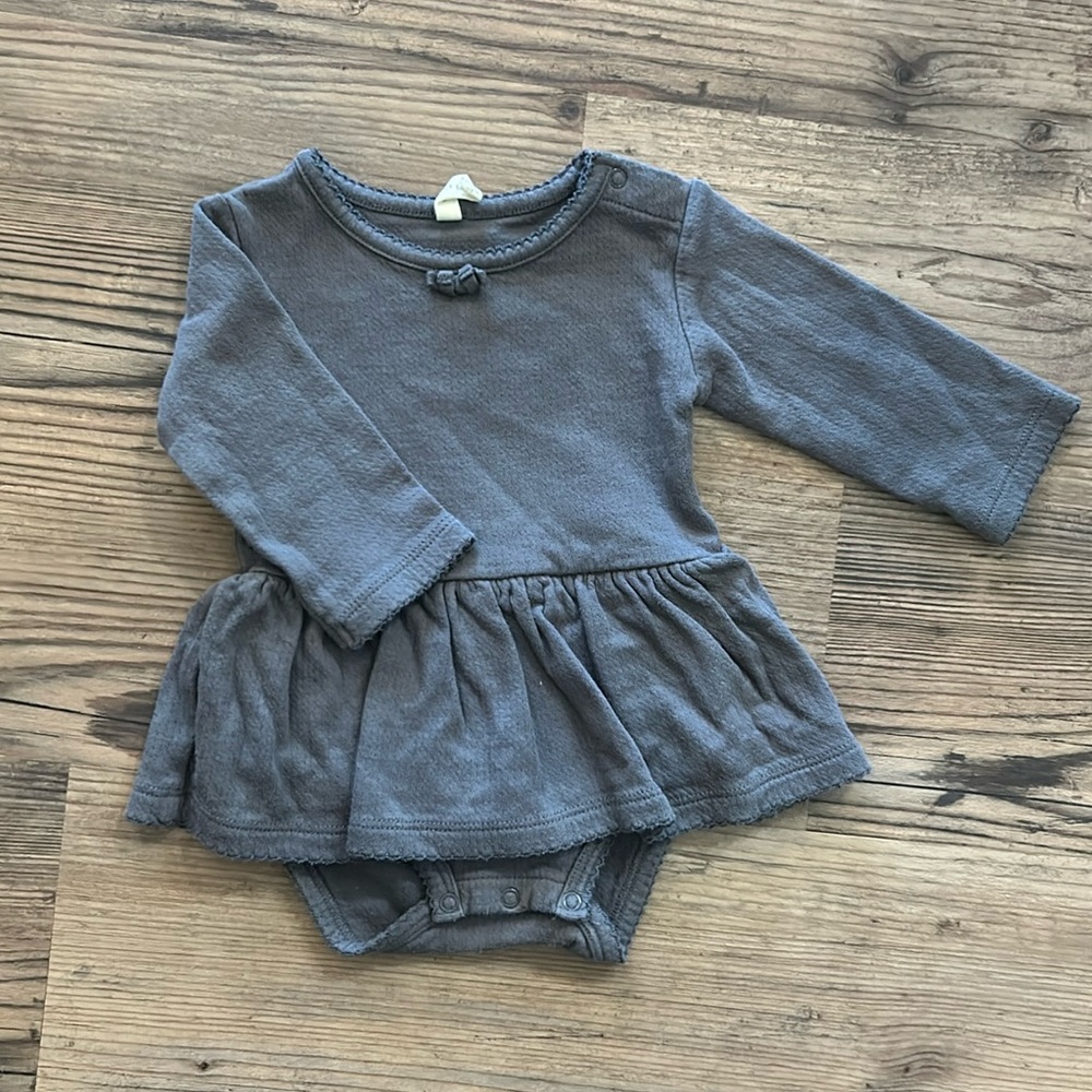 Navy blue Quincy Mae pointelle skirted bodysuit